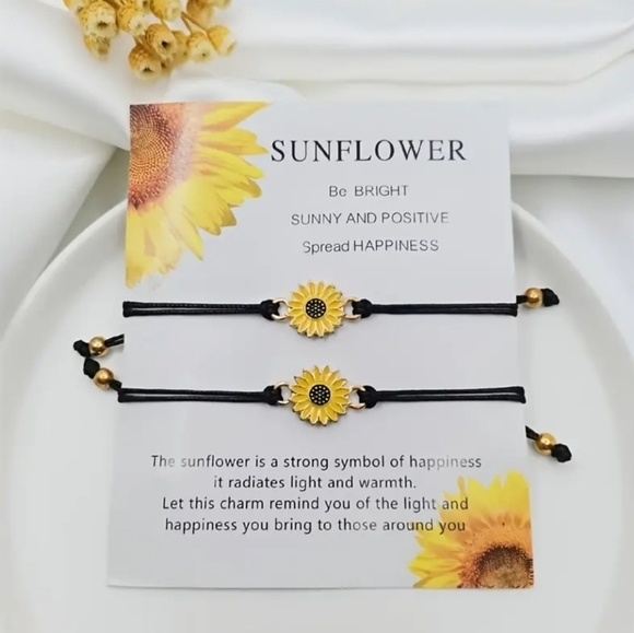 Jewelry - NWT Sunflower Charm Couple Bracelets